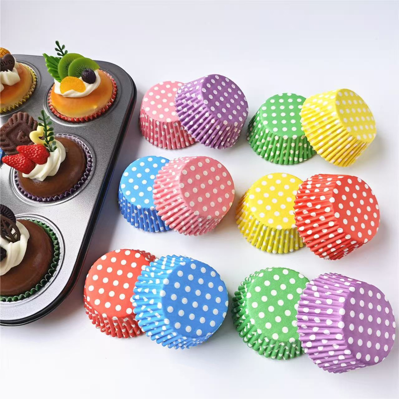 Kitchen Paper For Baking - กระดาษรองเค้กลายจุด 100 ชิ้น, ถ้วยอบกันน้ำมัน, เหมาะสำหรับเค้ก, ของหวาน