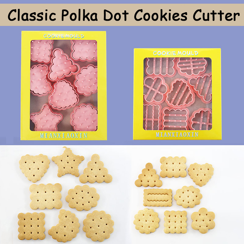 Kitchen Baking Cookies - ชุดแม่พิมพ์คุกกี้ 8 ชิ้น รูปทรงสามเหลี่ยม วงกลม สี่เหลี่ยม