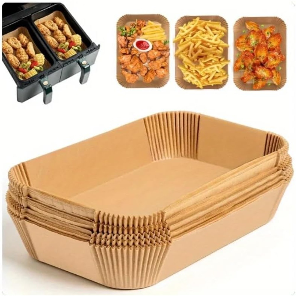 Kitchen Paper For Baking - กระดาษรองอบสำหรับหม้อทอดไร้น้ำมันแบบใช้แล้วทิ้ง รูปทรงสี่เหลี่ยมผืนผ้า 50/100 ชิ้น อุปกรณ์เสริมสำหรับครัว ทนน้ำมัน