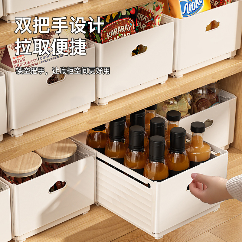 Kitchen Zo - กล่องจัดระเบียบลิ้นชักแบบยืดหดได้ ปรับความยาวได้ กล่องเก็บของในตู้ วางซ้อนกันได้ กล่องจัดระเบียบในครัว กล่องเก็บของสำหรับใช้ในบ้าน