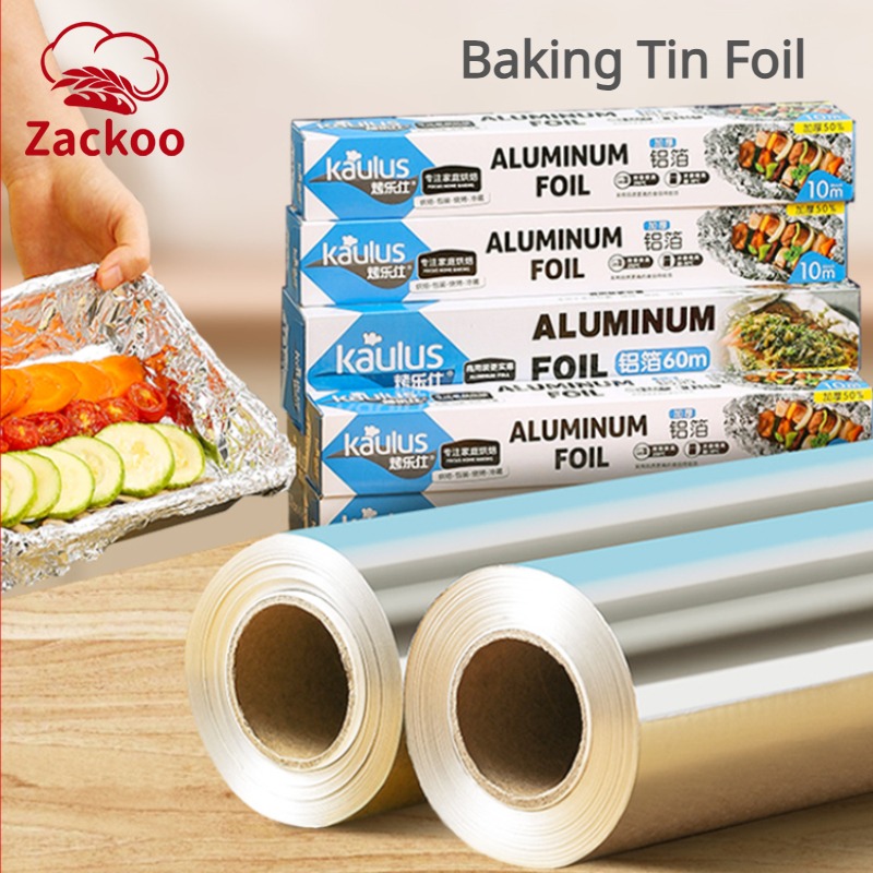Kitchen Paper For Baking - Zackoo 10/20/40M อลูมิเนียมฟอยล์สําหรับห่อเบเกอรี่ทิ้ง Airfryer เตาอบบาร์บีคิวดีบุกฟอยล์เกรดอาหารกระดาษน้ํามันครัว Catering