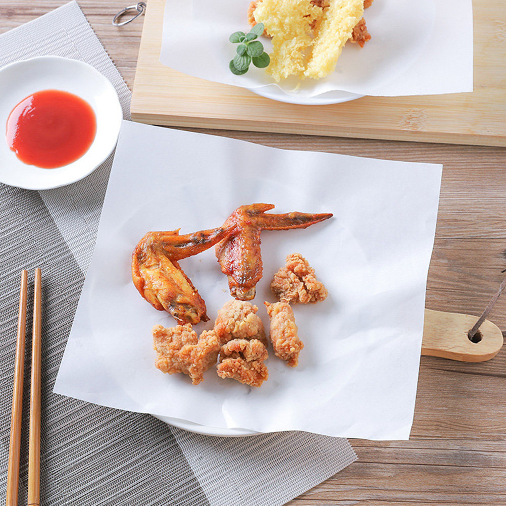 Kitchen Baking Must Haves - กระดาษรองอบคุณภาพสูง 100 ชิ้น ปลอดภัยสำหรับอาหาร ใช้สำหรับอาหารทอด ขนมอบ