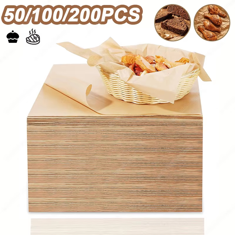 Kitchen Paper For Baking - 50/100/200PCS กระดาษรองอบ Parchment แผ่นอบเตาอบ Air Fryer
