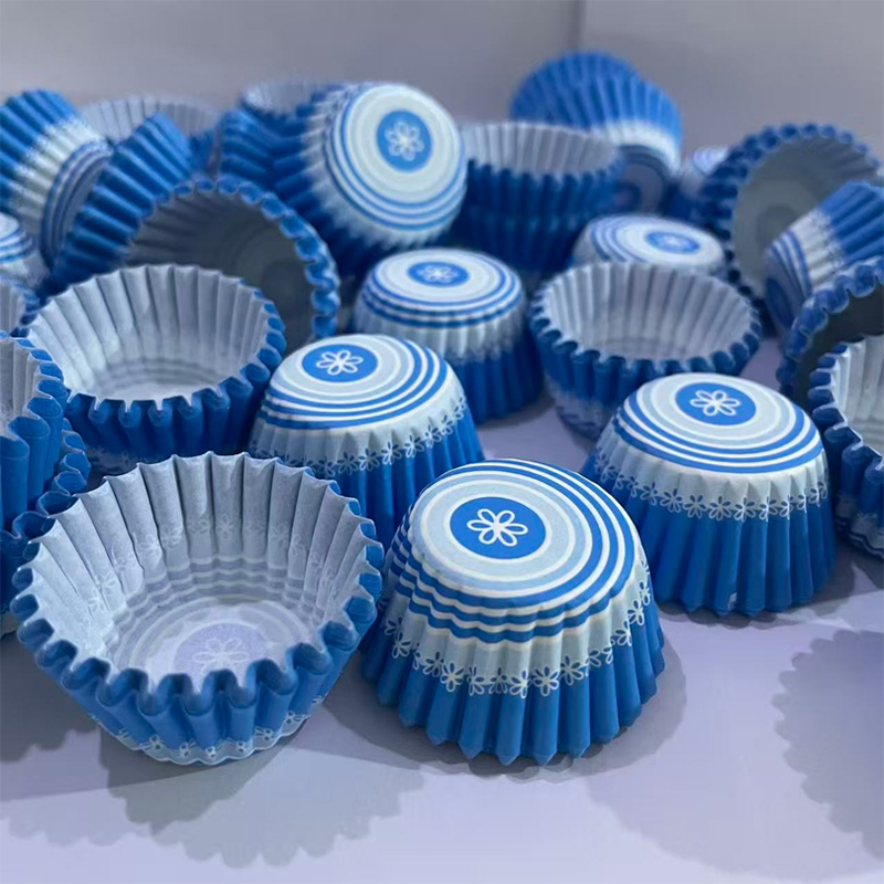 Kitchen Paper For Baking - 200 ชิ้น/500 ชิ้น/1,000 ชิ้น ถ้วยกระดาษมินิเค้กลายดอกไม้สีฟ้า ขนาด