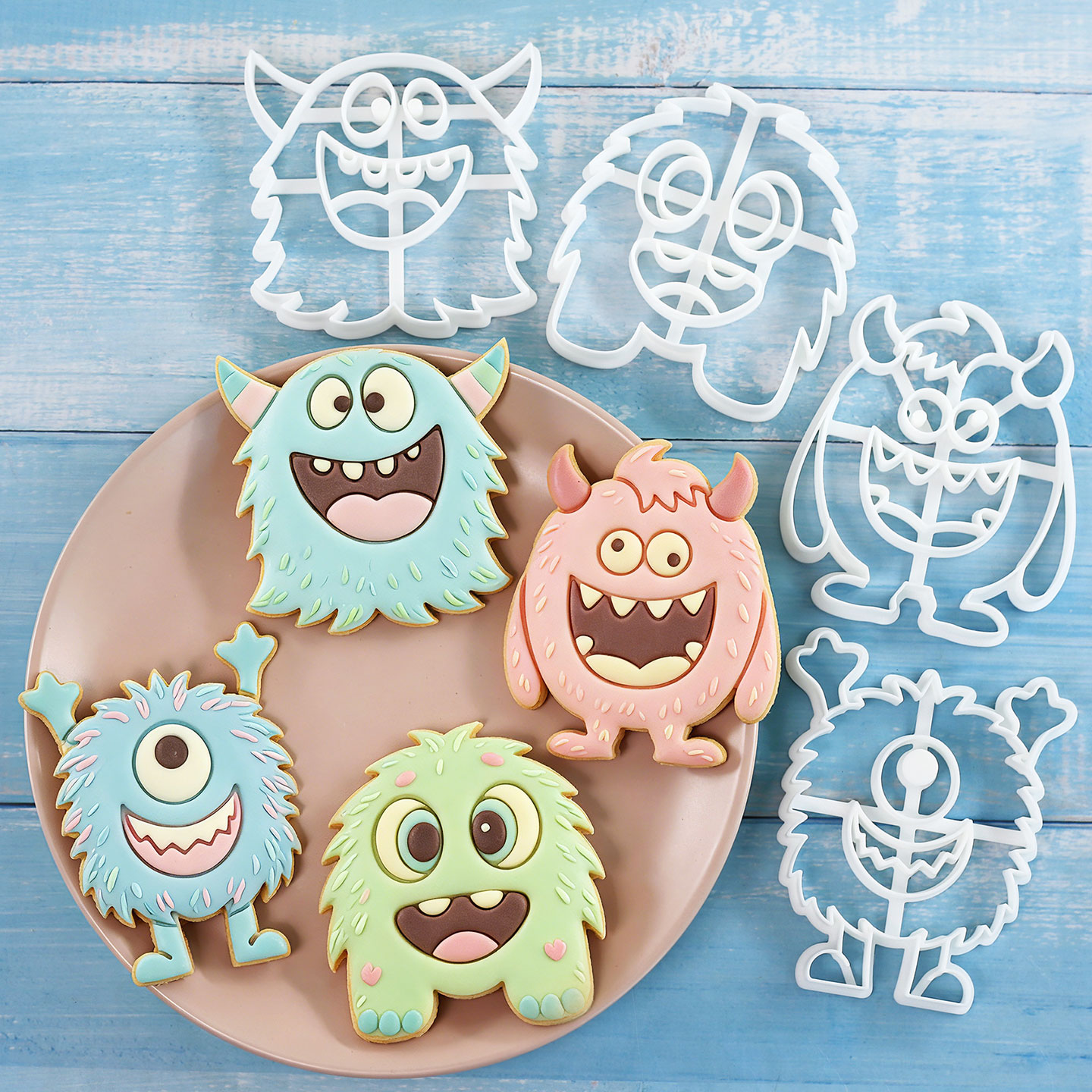 Kitchen Baking Cookies - 1 ชิ้น/4 ชิ้น ตัวตัดคุกกี้รูปมอนสเตอร์ขนาดใหญ่ 3 มิติ