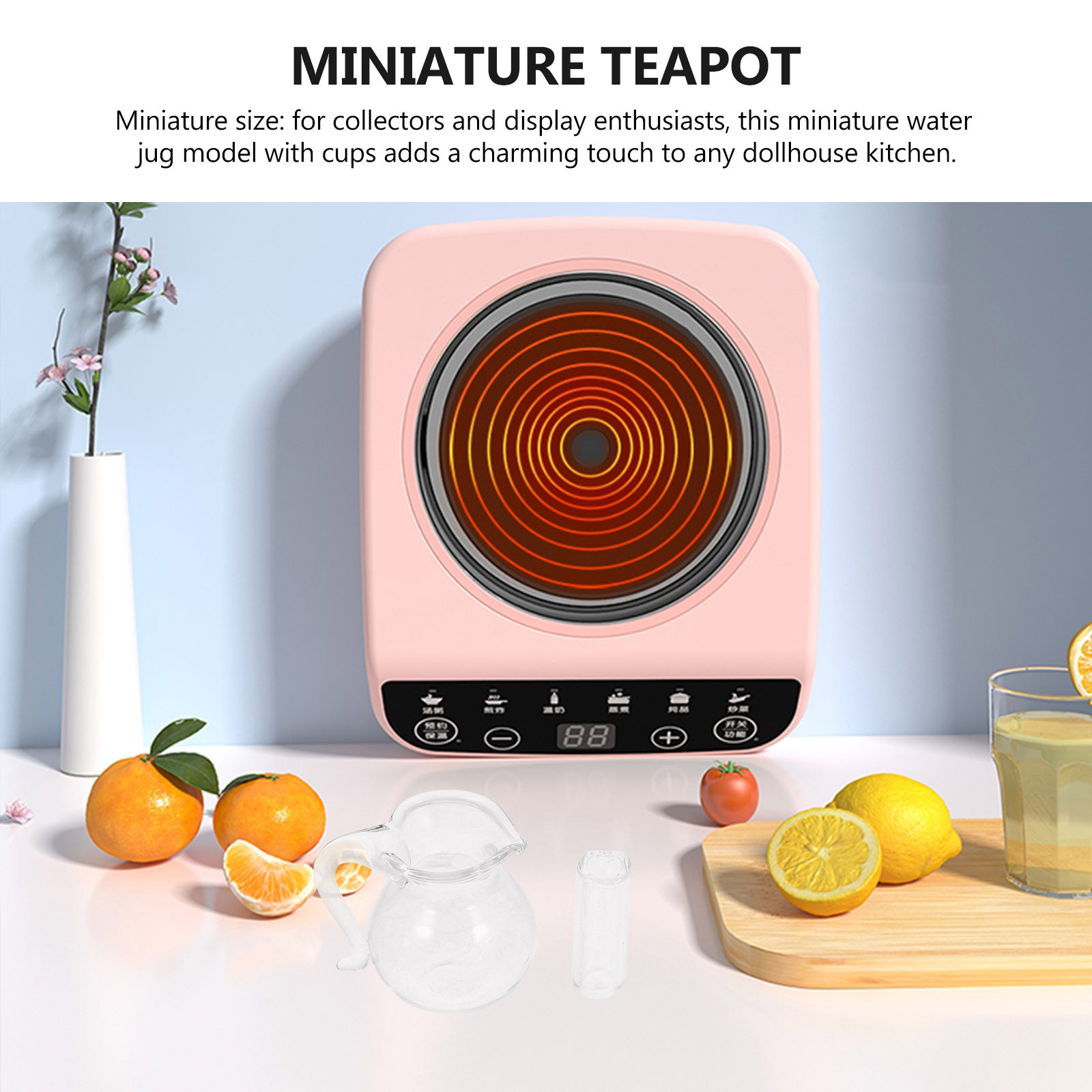 Kitchen Glass Baking Set - 1 ชุดเหยือกน้ำขนาดเล็กจิ๋วและชุดแก้วน้ำดีไซน์ขวดแก้วสำหรับบ้านตุ๊กตาอุปกรณ์ทำขนมในครัวที่สมจริง