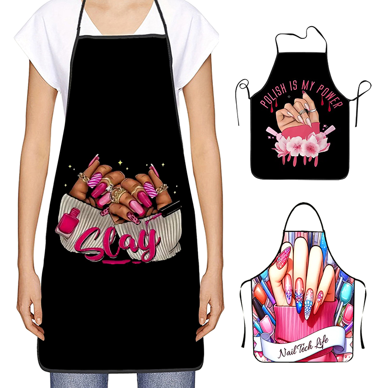 Kitchen Baking Area - 1 ชิ้นเล็บพิมพ์ความงามห้องครัวผู้หญิงผ้ากันเปื้อนทําความสะอาดในครัวเรือน Pinafore Salon Home ทําอาหารเบเกอรี่เล็บเสื้อผ้าทํางาน