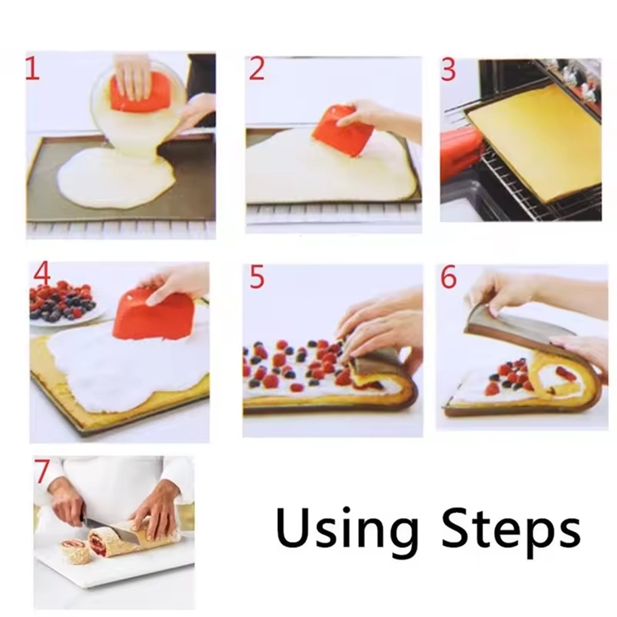 Kitchen Baking Must Haves - 【รายการสิ่งที่ต้องมี】 แผ่นรองอบซิลิโคน 3 ชิ้น แผ่นรองเค้กโรล แผ่นรองอบมาการอง