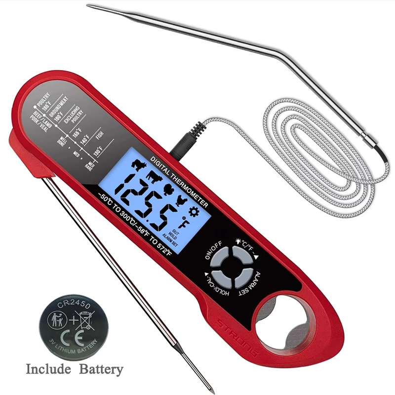 Kitchen Baking Utensil - เครื่องวัดอุณหภูมิเนื้อแบบดิจิตอล หัววัดคู่ สำหรับทำอาหาร วัดเนื้อ อาหาร นม