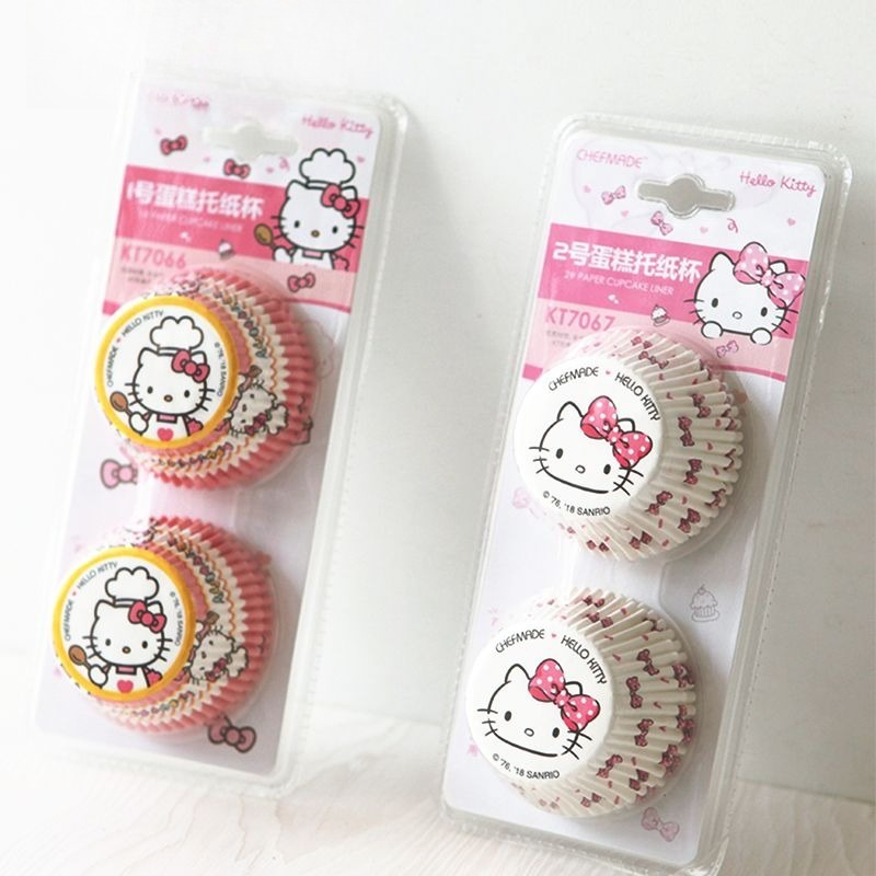 Kitchen Paper For Baking - แผ่นรองคัพเค้กลายเฮลโล คิตตี้ ลายการ์ตูนน่ารัก ถ้วยอบขนมแบบไม่ติดกระทะ ขนาดมาตรฐาน ใช้ได้ทุกวัน