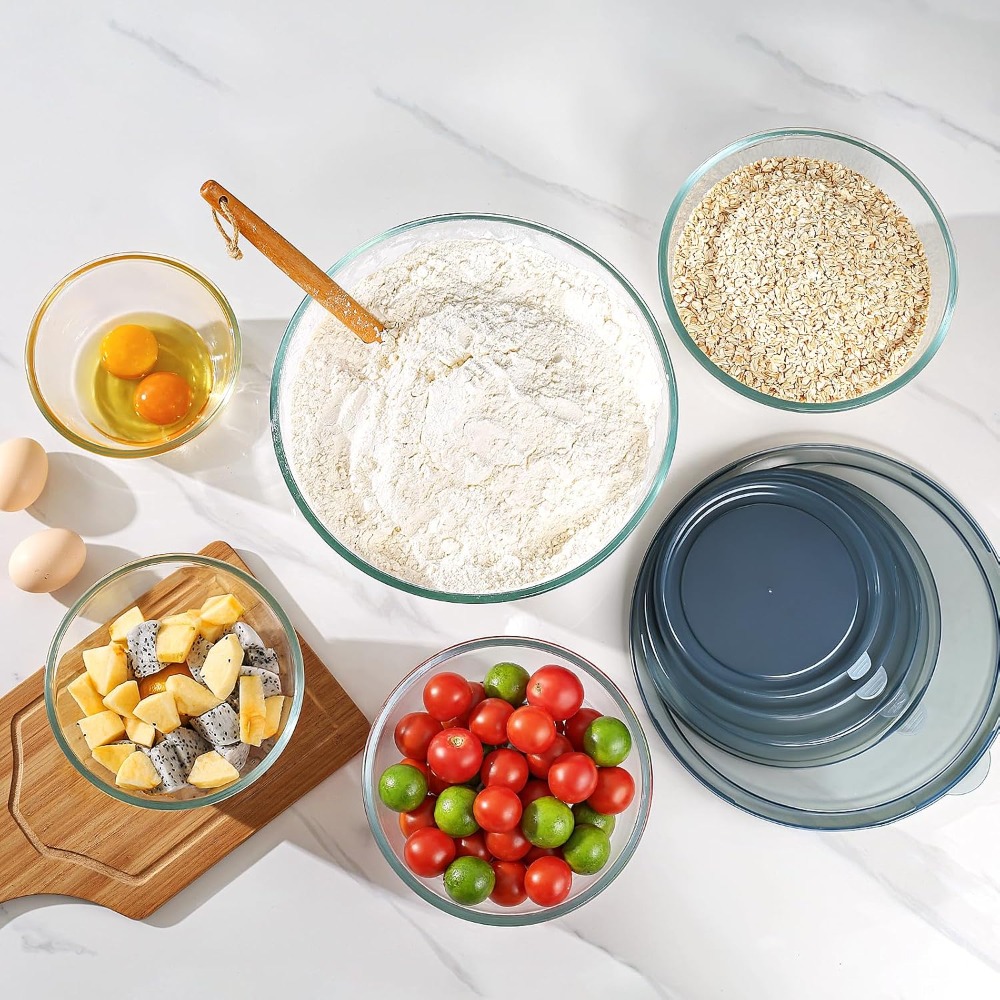 ชุดชามแก้วผสมอาหารพร้อมฝาปิด 5 - Kitchen Glass Baking Set บทวิจารณ์และราคา