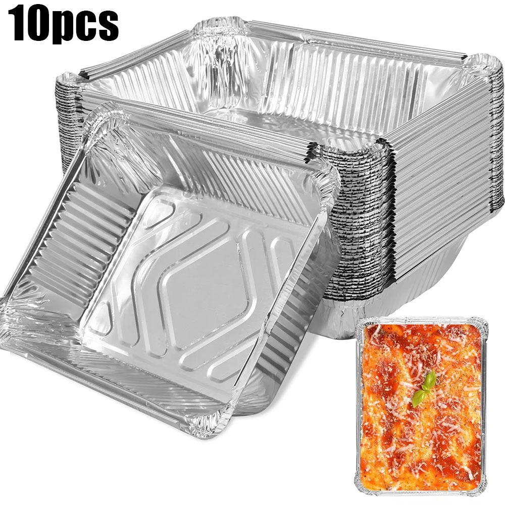 10PCS อลูมิเนียมฟอยล์ทิ้งภาชนะ - Kitchen Baking Tray Storage บทวิจารณ์และราคา