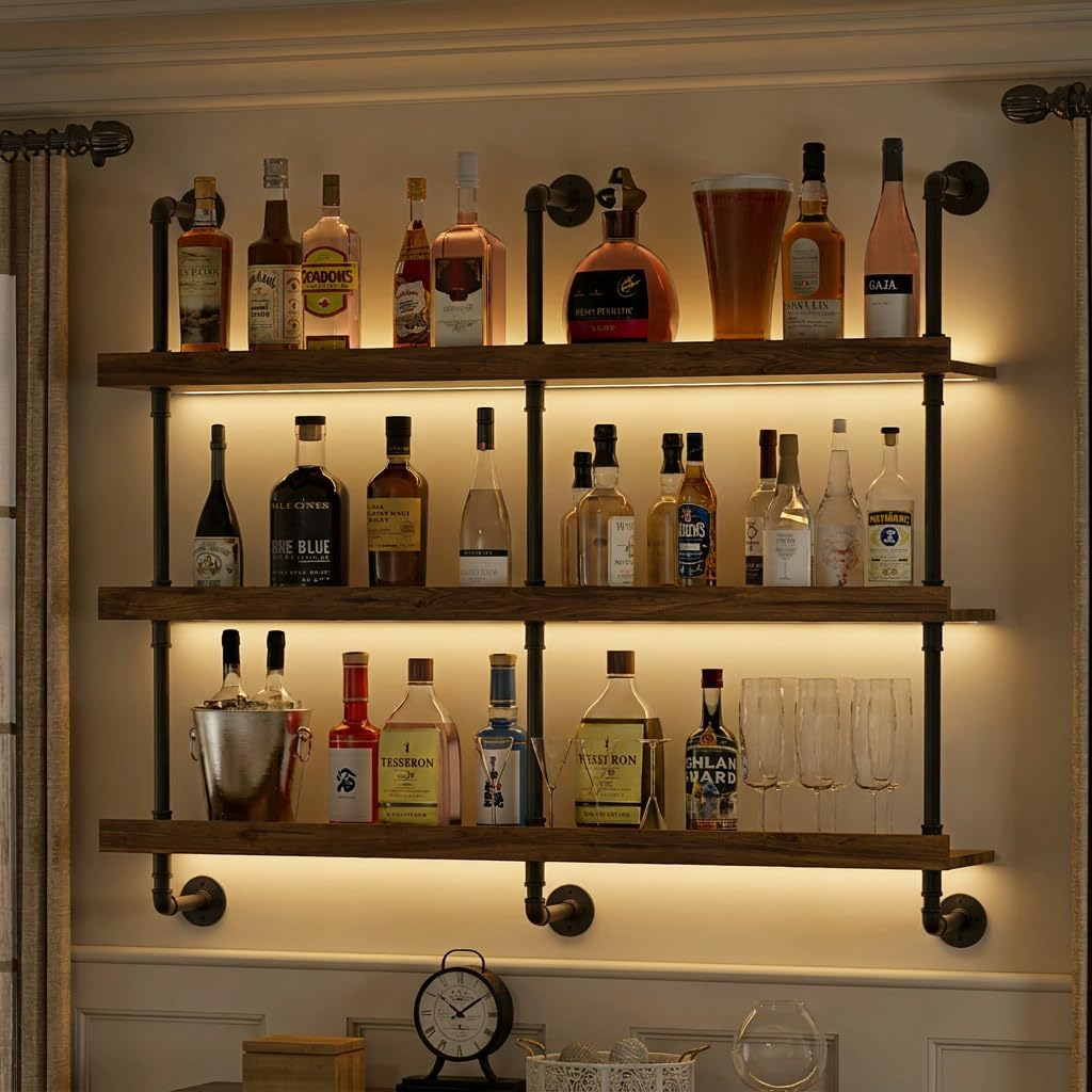 ชั้นวางไวน์ติดผนังพร้อมไฟ LED  - Kitchen Zo บทวิจารณ์และราคา