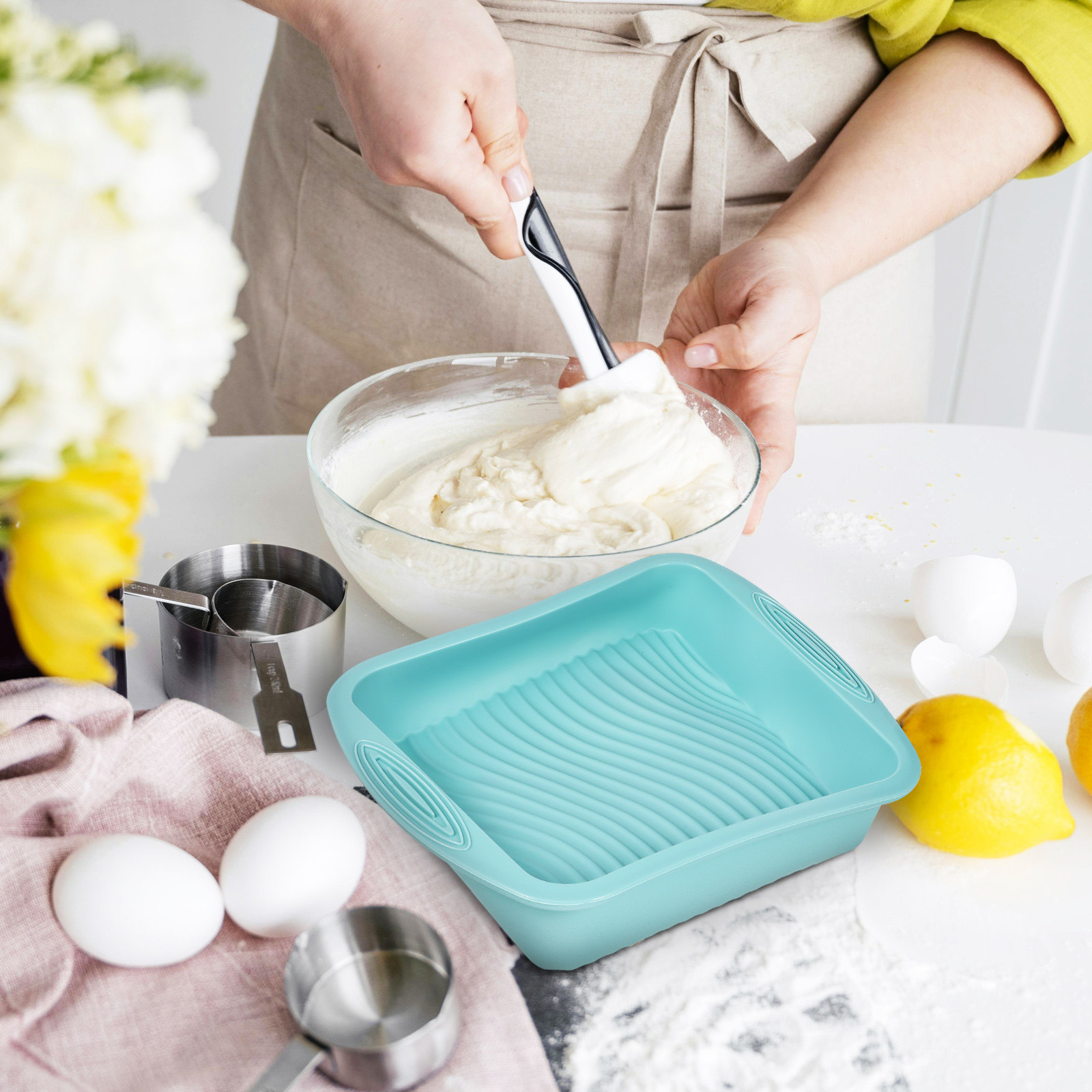พิมพ์เค้กซิลิโคนทรงสี่เหลี่ยม  - Kitchen Baking Tray บทวิจารณ์และราคา